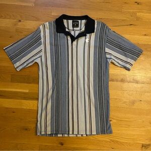 Rocawear Black and White Striped Polo Shirt